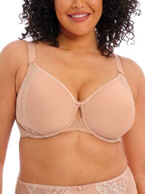 Elomi Charley Bandless Spacer Molded Bra 42J UK 42GG Fawn Underwire T-Shirt